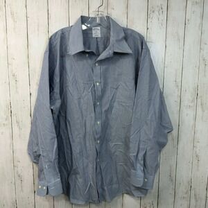 Brooks Brothers Regent Men's Blue White Stripe Button Down Shirt Size 18-4/5